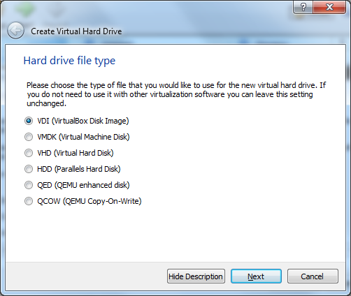 Select hard drive type